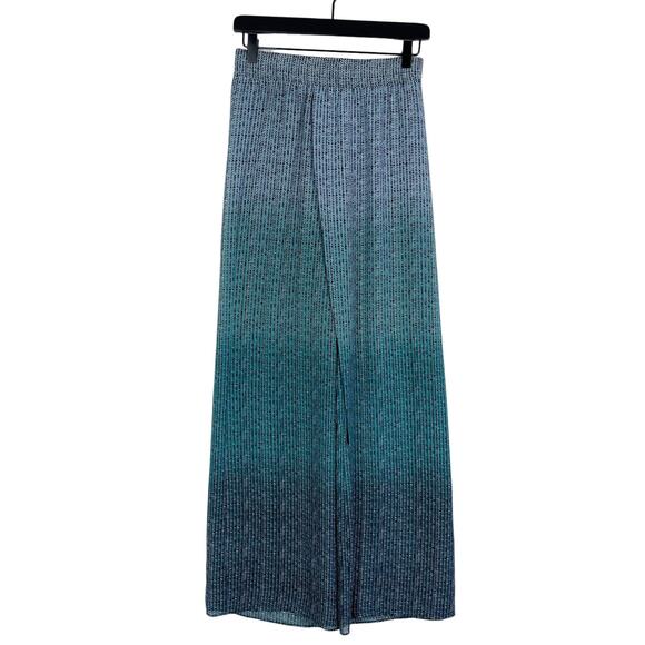 NIC+ZOE XS Satin Ombre Print High Rise Wide Leg Chiffon Pants Green - Picture 1 of 10